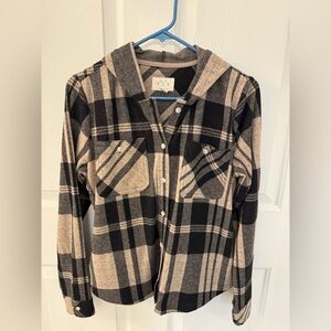 Thread and Supply Hooded Plaid Flannel Shirt - Small